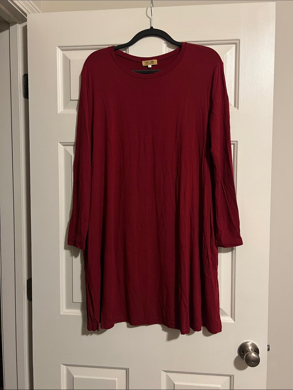 Piko 1988 Burgundy Long Sleeve Swing Dress